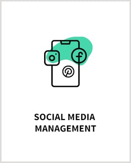 Zu sehen ist ein Icon sowie die Überschrift "Social Media Management"