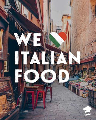 We love Italian Food auf Foto-Hintergrund