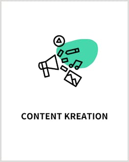 Zu sehen ist ein Icon sowie die Überschrift "Content Kreation"