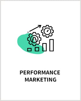 Zu sehen ist ein Icon sowie die Überschrift "Performance Marketing"