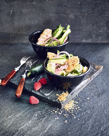 Chicken Salad mit Himbeer-Blutorangen-Dressing